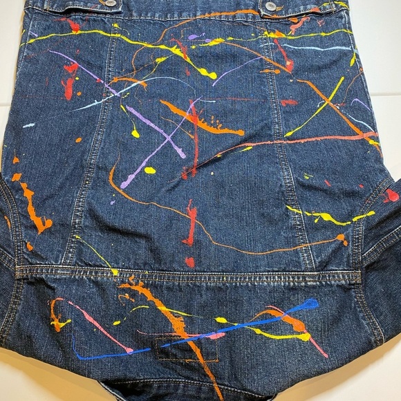 OLD NAVY HAND PAINT BLUE JEAN JACKET SIZE M - Picture 7 of 7